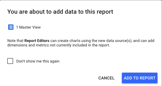 Add to report google data studio