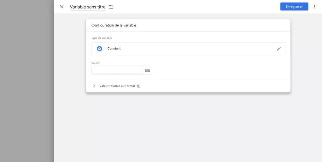 Comment créer une variable constante sur Google Tag Manager ?