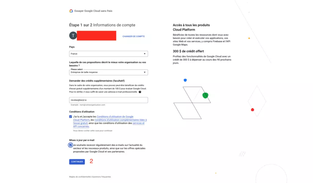 Créer un compte de facturation sur Google Cloud Platform