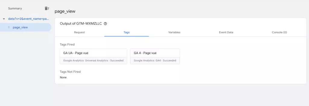 Création des balises "Page vue GA UA" et "Page vue GA4" sur le conteneur Google Tag Manager Server-Side